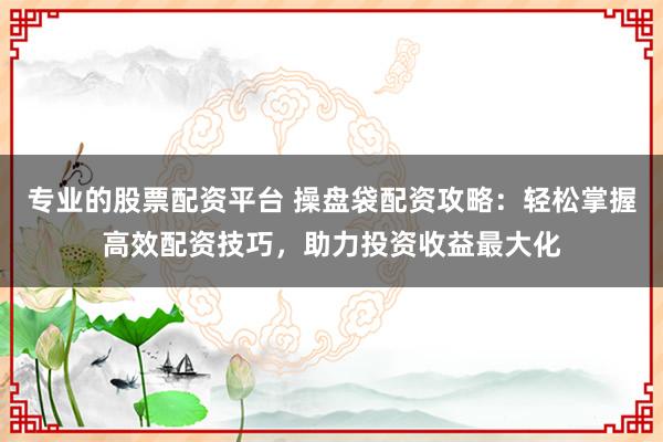 专业的股票配资平台 操盘袋配资攻略：轻松掌握高效配资技巧，助力投资收益最大化