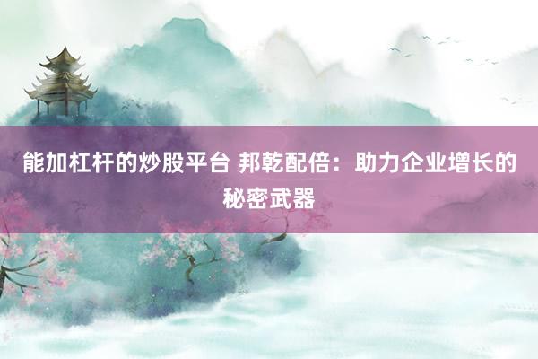 能加杠杆的炒股平台 邦乾配倍：助力企业增长的秘密武器