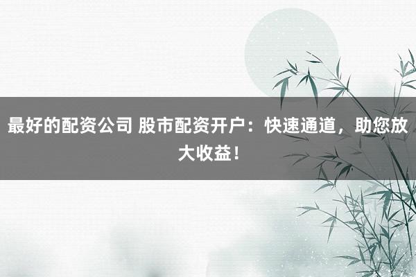 最好的配资公司 股市配资开户：快速通道，助您放大收益！
