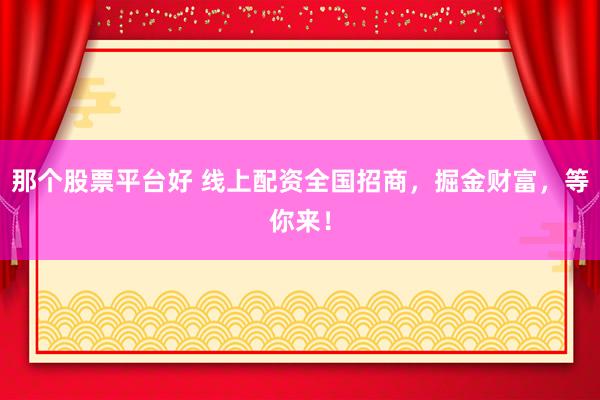 那个股票平台好 线上配资全国招商，掘金财富，等你来！