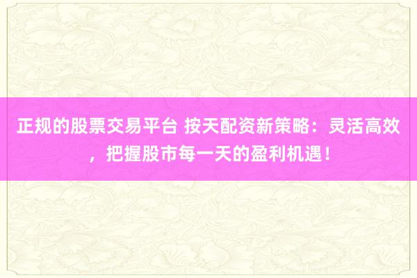 正规的股票交易平台 按天配资新策略：灵活高效，把握股市每一天的盈利机遇！