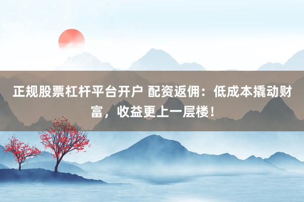 正规股票杠杆平台开户 配资返佣：低成本撬动财富，收益更上一层楼！
