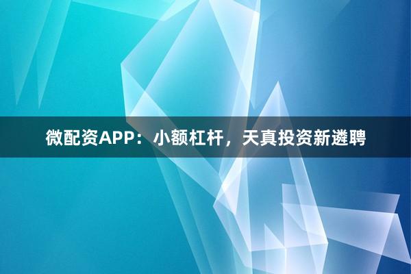 微配资APP：小额杠杆，天真投资新遴聘
