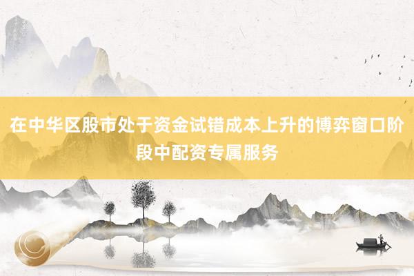 在中华区股市处于资金试错成本上升的博弈窗口阶段中配资专属服务