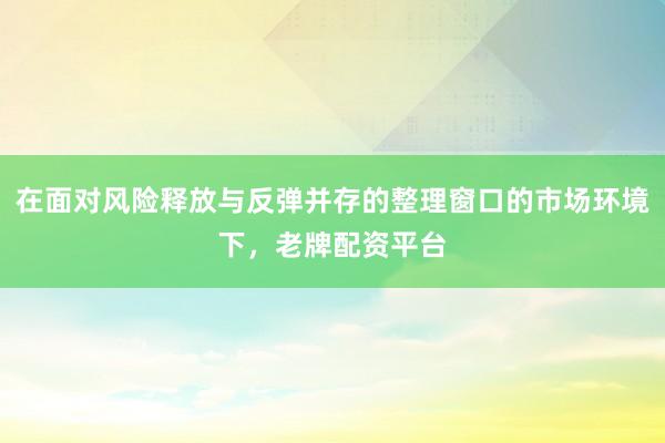 在面对风险释放与反弹并存的整理窗口的市场环境下，老牌配资平台