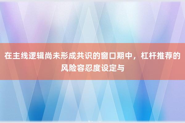 在主线逻辑尚未形成共识的窗口期中，杠杆推荐的风险容忍度设定与