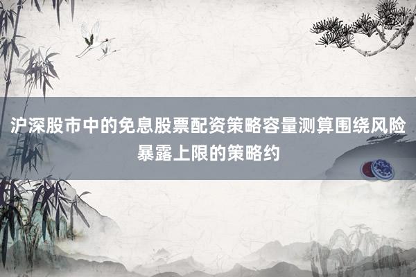 沪深股市中的免息股票配资策略容量测算围绕风险暴露上限的策略约