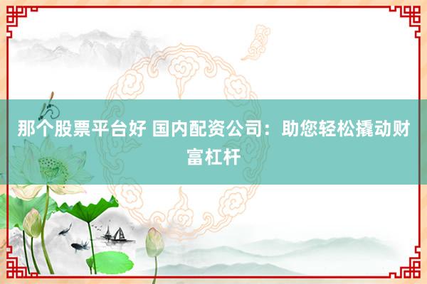 那个股票平台好 国内配资公司：助您轻松撬动财富杠杆