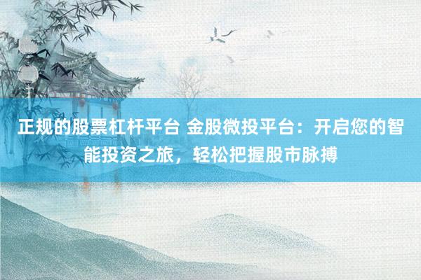 正规的股票杠杆平台 金股微投平台：开启您的智能投资之旅，轻松把握股市脉搏